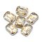 Sew on Rhinestone, Multi-strand Links, Glass Rhinestone, with Brass Prong Settings, Garments Accessoriess, Faceted, Octagon, Platinum, Pale Goldenrod, 18x13x7mm, Hole: 0.8~1mm