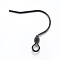304 Stainless Steel Earring Hooks Ion Plating(IP), with Horizontal Loop, Electrophoresis Black, 18x18mm, Hole: 2mm, 22 Gauge, Pin: 0.6mm
