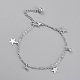 Brass Star & Round Charm Anklets&nbsp;AJEW-B005-12P-1