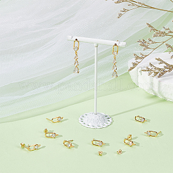 14Pcs Brass Pave Clear Cubic Zirconia Stud Earring Findings&nbsp;KK-UN0005-81