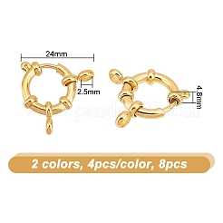 8個2色304ステンレススチールスプリングリング留め金  リング  ミックスカラー  24x4mm  穴：2.5mm  4個/カラー&nbsp;STAS-UN0053-82