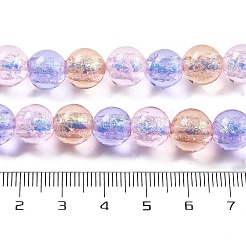 手作りのホイルランプワークビーズ連売り  ラウンド  カラフル  10mm  約40個/連  14.57''（37センチメートル）&nbsp;FOIL-K003-06B-15