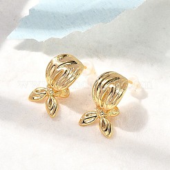 Leaf Brass Stud Earrings&nbsp;EJEW-B148-05G