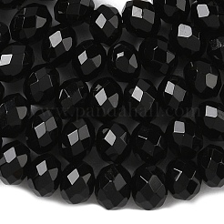 天然ブラックオニキスビーズ連売り  ロンデル  多面カット  染め＆加熱  5.5~6.5x4.5mm  穴：1mm  約91~94個/連  15.35''（39cm）〜15.43''（39.2cm）&nbsp;G-D344-A19-02