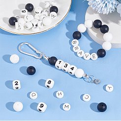 文字と数字をテーマにしたシリコンビーズセット56個  ミックスカラー  11.5~15x2~4.5mm  穴：2mm&nbsp;SIL-PH0001-32