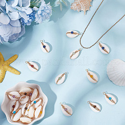 3 Bags 7 Styles Natural Cowrie Shell Copper Wire Wrapped Pendants&nbsp;FIND-ME0002-52