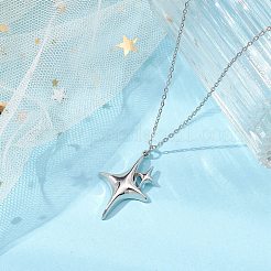 Star Alloy Cable Chain Pendant Necklaces for Women&nbsp;NJEW-JN05039