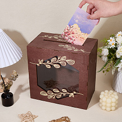 Rustic Wooden Wedding Card Box with Acrylic Window&nbsp;AJEW-WH0709-514