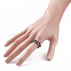 天然トパーズ クリスタル & ガラス シード ブレイド ビーズ フィンガー リング  女性のためのアクセサリーワイヤー ラップ ジュエリー  内径：18~22mm&nbsp;RJEW-JR00465-03
