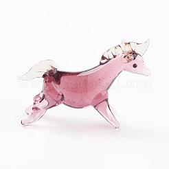 インテリアオーナメントパーツ  手作りランプワーク表示の装飾  馬  パープル  31~35x9x22~26mm&nbsp;LAMP-J084-37