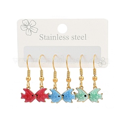 Ocean Series 304 Stainless Steel Enamel Dangle Earrings&nbsp;EJEW-K017-01H-G