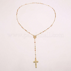 Vintage 304 Stainless Steel Round Rosary Bead Necklaces&nbsp;VJ4936-2