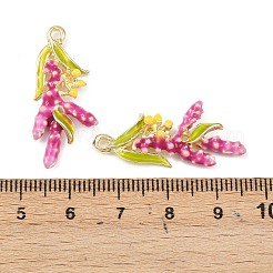 合金エナメルチャーム  ゴールドカラー  花  赤ミディアム紫  31.5x13.5x4.5mm  穴：1.8mm&nbsp;FIND-G102-05G