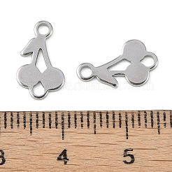 変色しない304ステンレススチールフルーツリンク  チェリーコネクタチャーム  ステンレス鋼色  13x8x1mm  穴：1.6mm&nbsp;STAS-Z084-01P