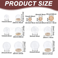 丸いガラスドームカバー  装飾ショーケース  クローシュベルジャー  ウッドベースと  ミックスカラー  20x20mm  2pc&nbsp;DIY-DR0001-52