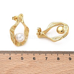 304 Stainless Steel & ABS Plastic Pearl Stud Earrings&nbsp;SA-CBA2696-34G