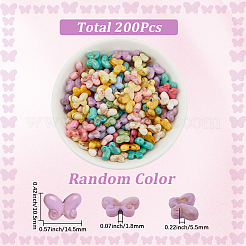 200PCSアクリルビーズ  天然石風  蝶  ミックスカラー  10.5x14.5x5.5mm  穴：1.8mm&nbsp;SACR-SP0001-49