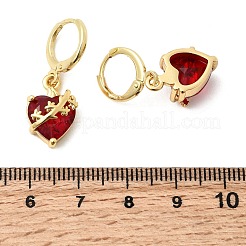 Heart Brass Glass Hoop Earrings&nbsp;EJEW-P333-09B-G