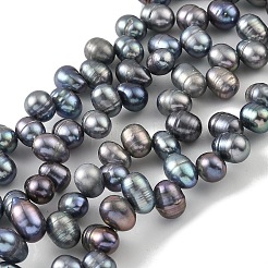 染色天然淡水パールビーズ連売り  トップ掘削  ライス  ブラック  6~7mm  穴：0.6mm  約35個/連  7.09インチ（18cm）&nbsp;PEAR-A006-28A