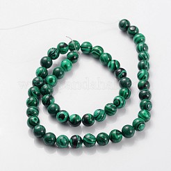 天然石連売り  模造マラカイト  ラウンド  染め  8mm  穴：1mm  約50個/連  14.5~15インチ&nbsp;G448-3