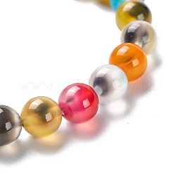 ユニセックスナチュラルシュガーハート瑪瑙ビーズストレッチブレスレット  ピンク  ビーズ：8~8.5mm  内径：2~2-1/4インチ（5.2~5.8cm）&nbsp;BJEW-K097-01A-06