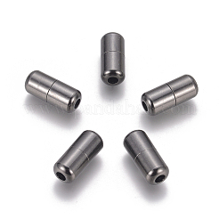 真鍮製カプセルレースロックバックル  diyスニーカーキット金属靴ひもロックアクセサリー  ガンメタ色  18x8mm  穴：3mm&nbsp;KK-WH0033-32B