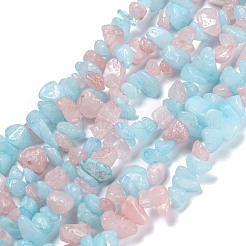天然石ホワイトジェイドビーズ連売り  模造モルガナイト  チップ  染め  3~16x3~8mm  穴：0.7mm  80~81cm&nbsp;G-G011-15-1