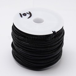 ラウンド編組ワックスをかけたコットンコード  ブラック  2.2mm  約10ヤード/ロール&nbsp;X-YC-L002-01