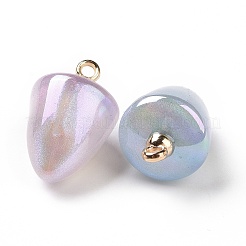 メッキアクリルパーツ  パールカラーの  abs プラスチック ライトゴールド メッキ ループ付き  コーン  ミックスカラー  25x16mm  穴：2.3mm&nbsp;OACR-A011-01