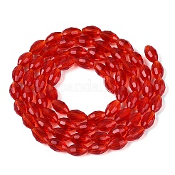 透明ガラスビーズ連売り  ライス  多面カット  レッド  8~9x5~6mm  穴：0.9~1mm  約67~68個/連  22.83~23.62インチ（58~60cm）&nbsp;LS-GLAA-N071-01A-A05