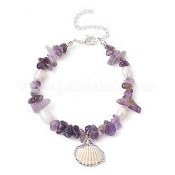 3Pcs 3 Style Natural Shell Charm Bracelets Set&nbsp;BJEW-TA00396