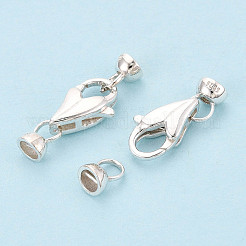925スターリングシルバーカニカン  スタンプ925個とコードエンド付き  銀  25x9x4.5mm  穴：3.5mm&nbsp;STER-T008-75S