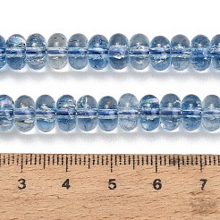 染色された天然石風ガラスビーズの連  ロンデル  スチールブルー  8~8.5x4.5~5mm  穴：1.2mm  約79個/連  14.57''（37センチメートル）&nbsp;GL-Z001-03A-11