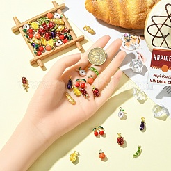 ラックメッキ合金エナメルペンダント5個。  カドミウムフリー＆ニッケルフリー＆鉛フリー  ライトゴールド  苺  21x8x7.5mm  穴：1.2mm&nbsp;ENAM-YW0005-96A