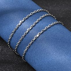 304ステンレススチールアズキチェーンネックレス12個、男女兼用  変色なし  ステンレス鋼色  17.72インチ（45cm）  2mm&nbsp;NJEW-H093-21P-03