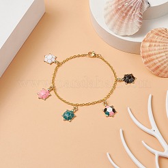 Alloy Enamel Tortoise Charm Bracelets with Iron Cable Chains for Women&nbsp;BJEW-JB09087