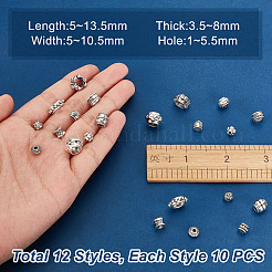 120Pcs 12 Styles Tibetan Style Alloy Beads&nbsp;FIND-AR0004-66