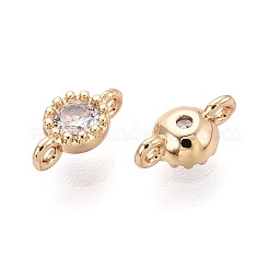 Brass Pave Cubic Zirconia Connector Charms&nbsp;KK-N276-04G-01