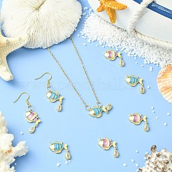 8Pcs 2 Colors Brass Micro Pave Cubic Zirconia Pendants&nbsp;KK-CJ0004-32
