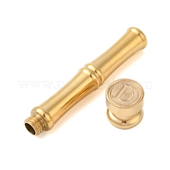 Golden Tone Brass Wax Seal Stamp Head with Bamboo Stick Shaped Handle&nbsp;LS-STAM-K001-05G-D