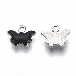 ステンレススチールエナメルチャーム201個  蝶  ステンレス鋼色  ミックスカラー  7.5x9x1.5mm  穴：1.2mm&nbsp;STAS-N088-20