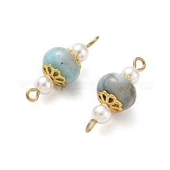 Natural Larimar & Shell Pearl Connector Charms&nbsp;PALLOY-JF06033