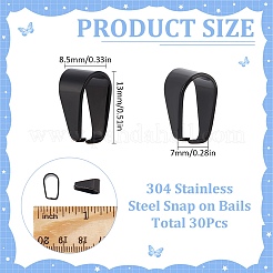 304ステンレススチールスナップオンベイル30個  ブラック  13x8.5x7mm  インナー：12x7mm&nbsp;STAS-SC0007-70A