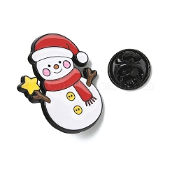 クリスマスエナメルピン  バックパック用合金ラペルピンバック  雪だるま  28x24mm&nbsp;LS-JEWB-I050-01EB-02