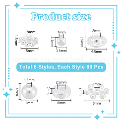 360個6スタイルアロイスペーサービーズ  ジュエリー作り用品  銀  3.5~8mm  穴：1~2.5mm  60個/スタイル&nbsp;FIND-UN0007-01S