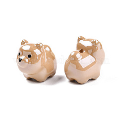 UVメッキアクリルビーズ  虹色の  茶色の犬  バリーウッド  23x26x16.5mm  穴：3mm&nbsp;PACR-Q121-02