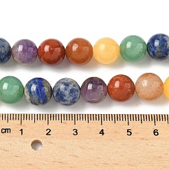 チャクラ天然混合宝石ビーズ連売り  ラウンド  10mm  穴：1mm  約37個/連  14.57''（37センチメートル）&nbsp;G-P574-A03-10mm