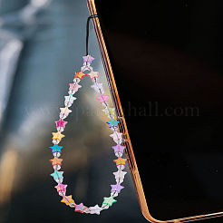 プラスチックスター携帯ストラップ  モバイルアクセサリーの装飾  カラフル  255mm&nbsp;AJEW-LP0001-51D