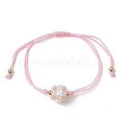 宝石編組ビーズのブレスレット  ガラスシードビーズで  花  内径：3-1/2インチ（9cm）&nbsp;BJEW-MZ00154