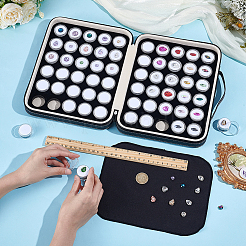 60Pcs Round PS Plastic Loose Diamond Small Cases Set with White and Black Sponge Inside&nbsp;CON-WH0001-54B-01